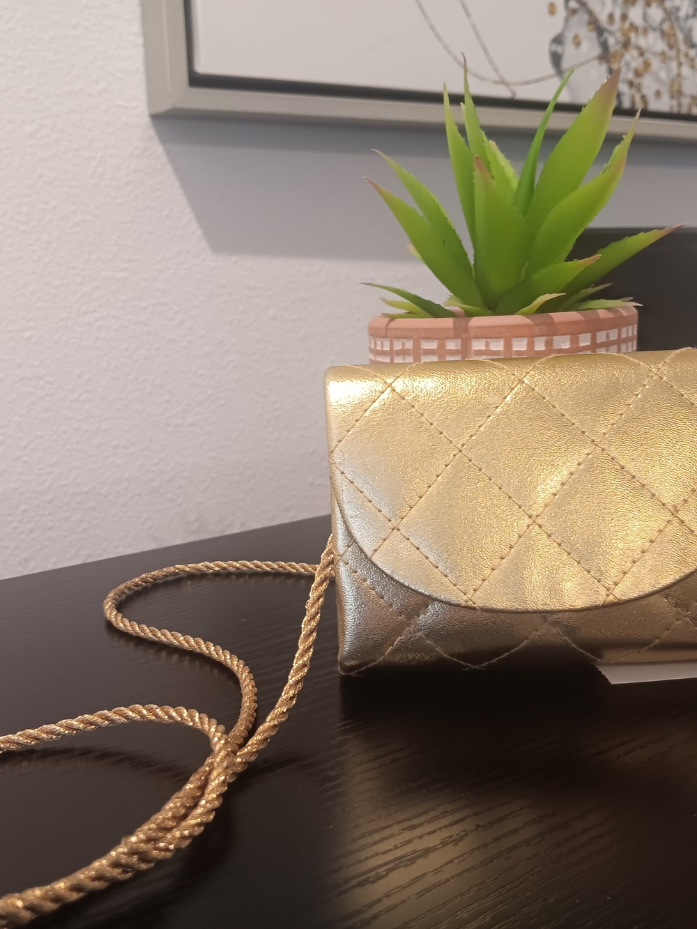 & Other Stories Metallic Gold Quilted Mini Crossbody